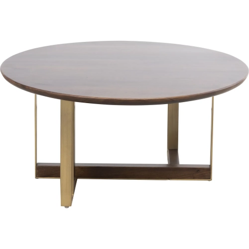 Crafton Coffee Table in Mahogany Finish & Satin Brass