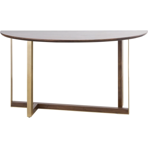 Crafton Console Table in Mahogany Finish & Satin Brass
