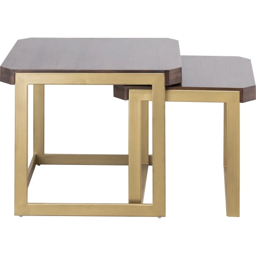 Crafton Nesting Table 2 Piece Set in Mahogany Finish & Satin Brass