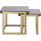 Crafton Nesting Table 2 Piece Set in Mahogany Finish & Satin Brass