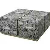 Crystalline Coffee Table in Multicolor Gray Agate & Silver Leaf