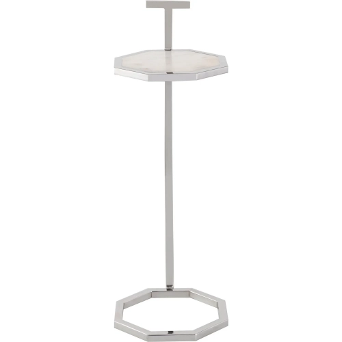 Daro Accent Side Table in White Marble & Nickel Stainless Steel