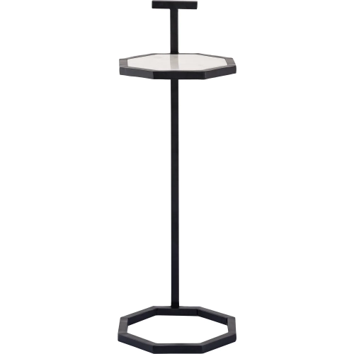 Daro Accent Side Table in White Marble & Black Iron