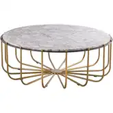 Demille Coffee Table in Satin Brass, Antique Bronze & Cream Granite