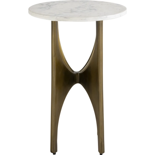 Elroy Accent Side Table in Antique Brass & White Marble
