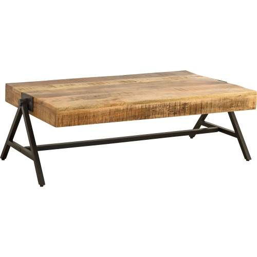 Estonian Coffee Table in Natural Mahogany Wood & Black Iron