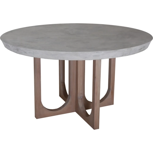 Innwood 54" Round Dining Table in Polished Concrete & Teak