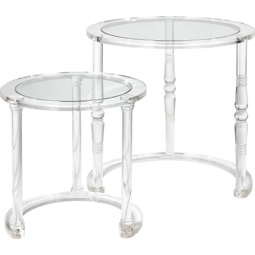 Jacobs Round Nesting Table 2 Piece Set in Clear Acrylic