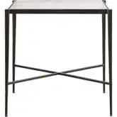 Leon Side Table in Bronze Iron & Clear Tempered Glass