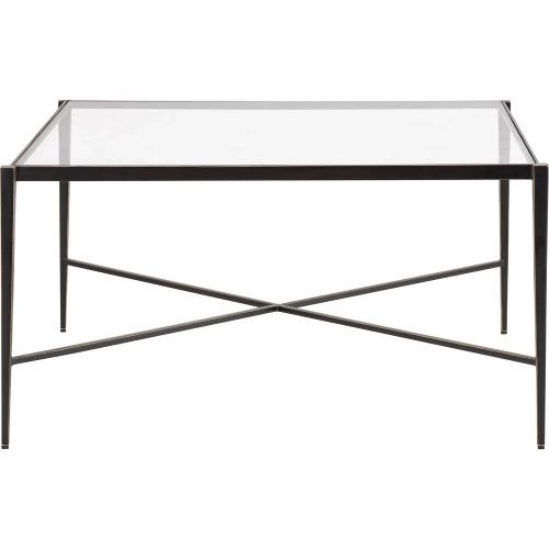Leon Coffee Table in Bronze Iron & Clear Tempered Glass