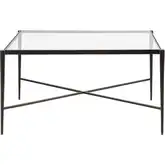 Leon Coffee Table in Bronze Iron & Clear Tempered Glass