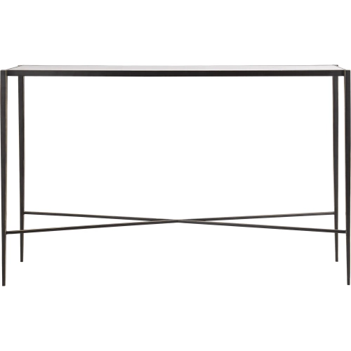 Leon Console Table in Bronze Iron & Clear Tempered Glass