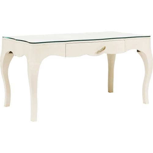 Lightly Desk in Cream Wood & Clear Glass