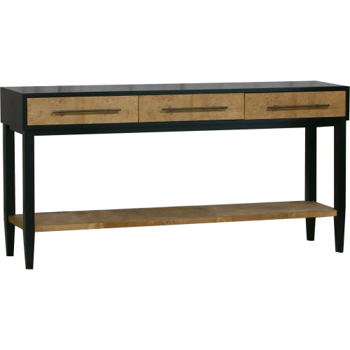Marc Console Table in Natural Burl & Black Wood
