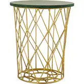 Minter Accent Side Table in Gold Metal & Green Marble