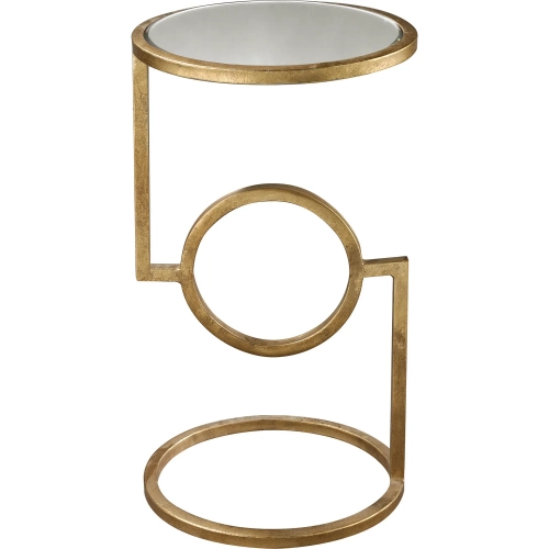 Mirrored Top Side Table in Antique Gold Leaf Iron