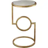 Mirrored Top Side Table in Antique Gold Leaf Iron