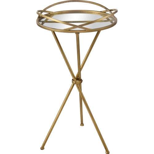 Nasso Accent Side Table in Brass & Mirror