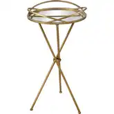 Nasso Accent Side Table in Brass & Mirror