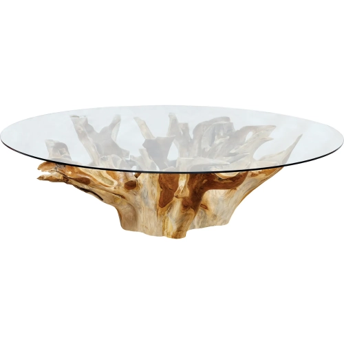 New Orleans Coffee Table in Natural Teak & Tempered Glass