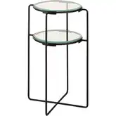 Oscar Accent Side Table in Black Iron & Tempered Glass