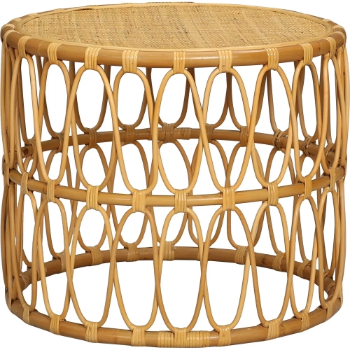 Pala Accent Side Table in Natural Rattan