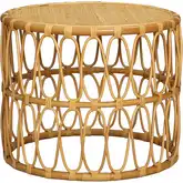 Pala Accent Side Table in Natural Rattan