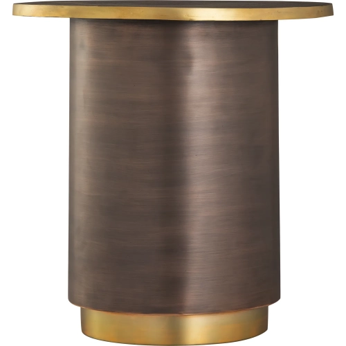 Pillar Side Table in Antique Bronze & Aged Brass Aluminum