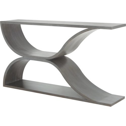 Pin Hollow Console Table in Gray Mahogany Wood