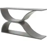 Pin Hollow Console Table in Gray Mahogany Wood