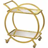 Ring Bar Cart in Gold Iron & Antique Mercury Mirror