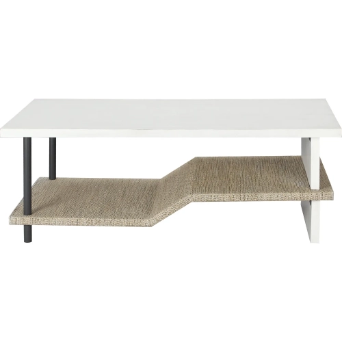 Riverview Coffee Table in White Wood, Rope & Black Iron