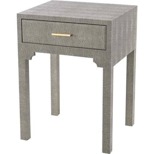 Sands Point Accent Side Table in Gray Faux Shagreen