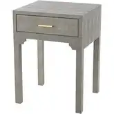 Sands Point Accent Side Table in Gray Faux Shagreen
