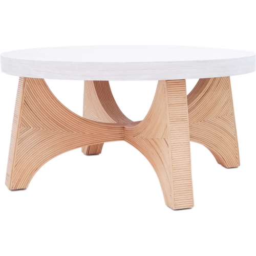 Sconset Coffee Table in Natural Rattan & White Ash Wood Veneer