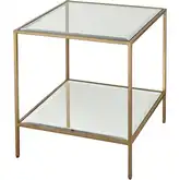Scotch Mist Side Table in Gold Leaf Iron & Tempered Glass