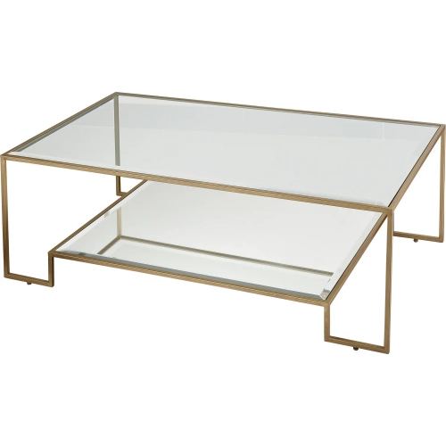 Scotch Mist Coffee Table in Gold Leaf Iron & Tempered Glass
