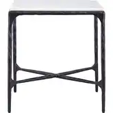 Seville Forged Accent Side Table in Graphite Iron & White Marble