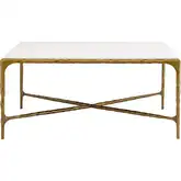 Seville Forged Coffee Table in Antique Brass Iron & White Marble