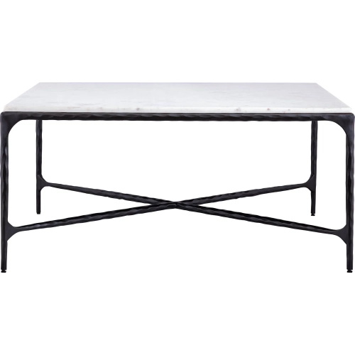 Seville Forged Coffee Table in Graphite Iron & White Marble