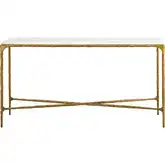 Seville Forged Console Table in Antique Brass Iron & White Marble
