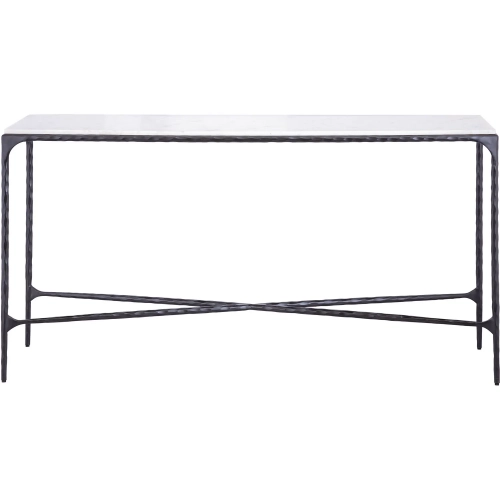 Seville Forged Console Table in Graphite Iron & White Marble