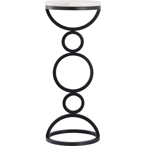 Spivey Accent Side Table in Black Iron & White Marble