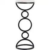 Spivey Accent Side Table in Black Iron & White Marble