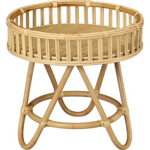 Tika Accent Side Table in Natural Rattan