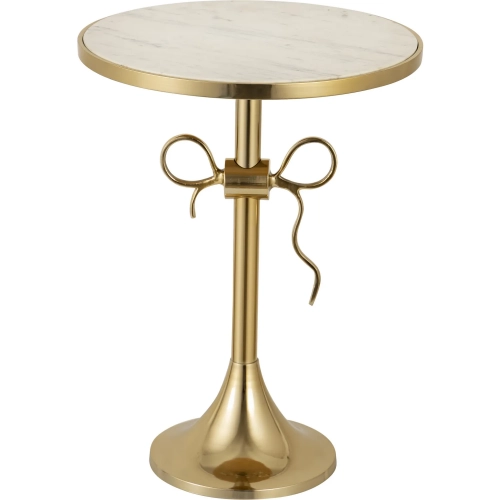 Toledo Accent Side Table in Brass & White Marble