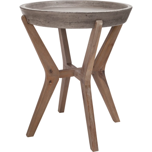 Tonga Accent Side Table in Polished Concrete & Brushed Acacia Wood