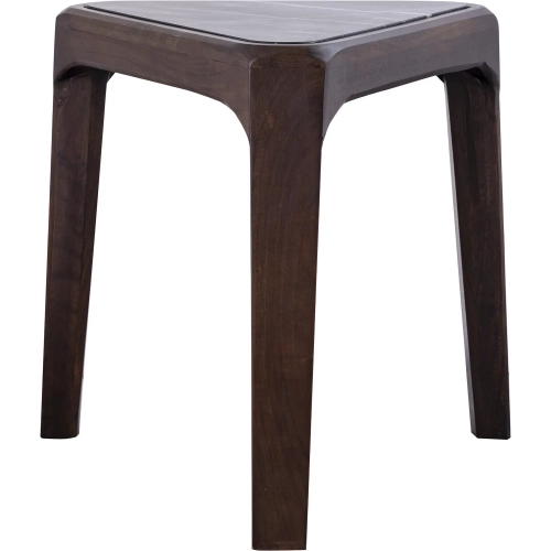 Treble Accent Side Table in Walnut Mango Wood & Black Marble