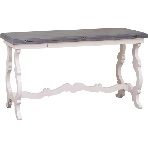 Volume Console Table in Antique White & Antique Smoke Gray Wood