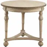 Wyeth Accent Side Table in Antique Cream Mahogany & Linen